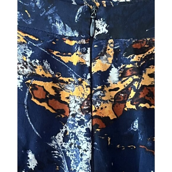 Bianca Spender Lightweight Silk Blend Navy Orange White Abstract Pants 28" x 27" - Picture 5 of 6